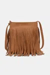 Truedames Suede Fringe Shoulder Bag In Brown
