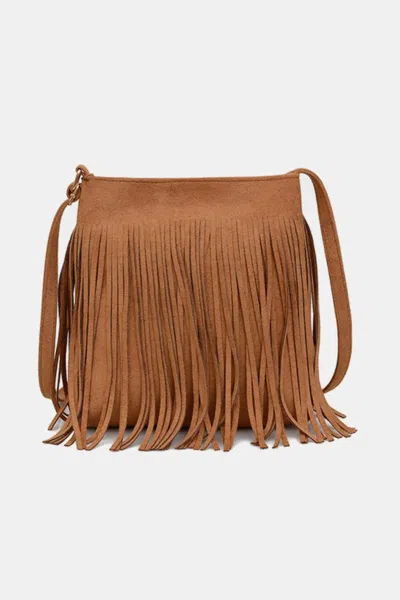 Truedames Suede Fringe Shoulder Bag In Brown