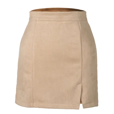 Truedames Suede Wrap Mini Skirt In Beige