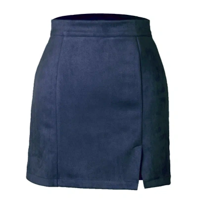 Truedames Suede Wrap Mini Skirt In Blue