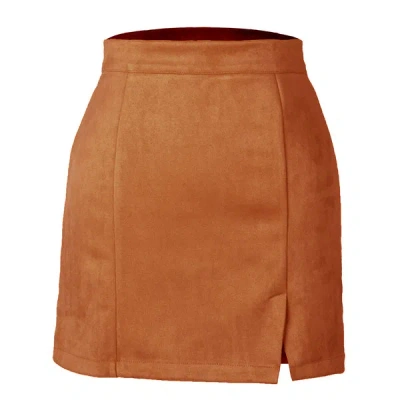 Truedames Suede Wrap Mini Skirt In Green