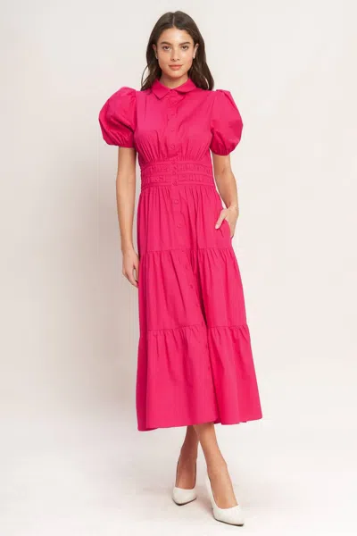 Truedames Sugar Cloud Woven Midi Dress In Pink