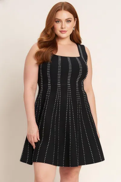 Truedames Sugar Stripe Jacquard Sweater Mini Dress In Black