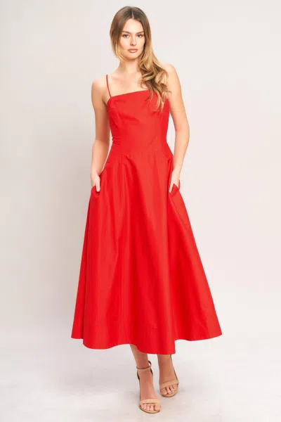 Truedames Summer City Woven Midi Dress In Red