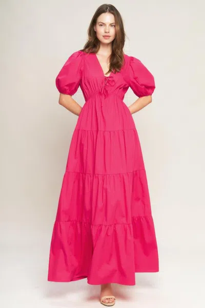 Truedames Summer Glow Royal Blue Woven Maxi Dress In Pink