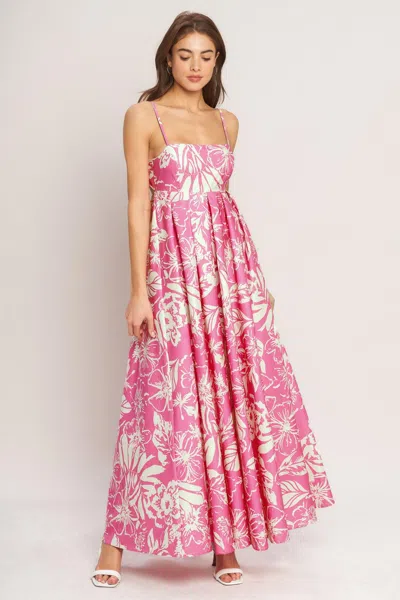 Truedames Summer Heat Floral Woven Maxi Dress In Pink