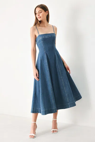 Truedames Summer Indigo Denim Midi Dress In Blue