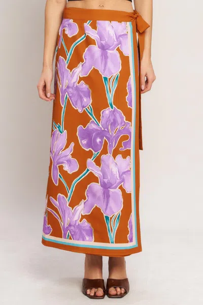 Truedames Summer Iris Woven Midi Wrap Skirt In Multi