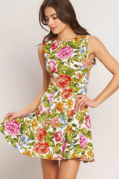 Truedames Summer Love Flora Woven Mini Dress In Multi