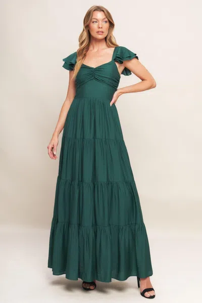 Truedames Summer Milk Forest Green Woven Maxi Dress