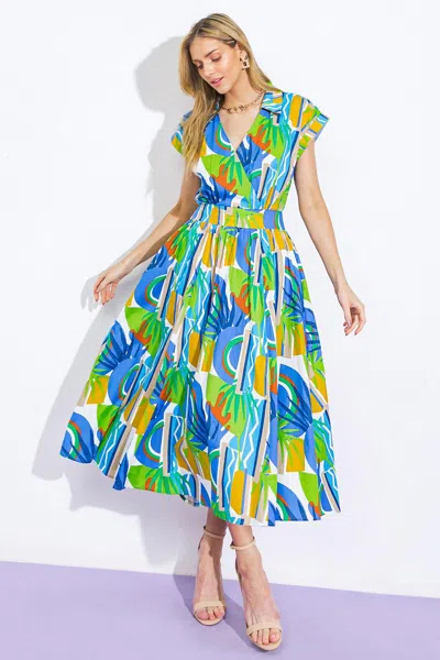 Truedames Summer Mirage Woven Midi Dress In Blue