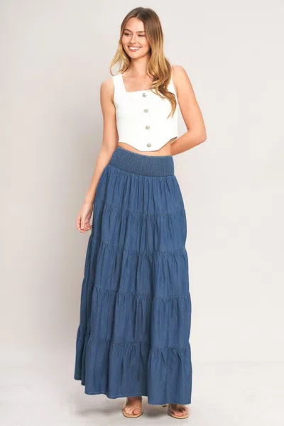 Truedames Summer Simplicity Lightweight Maxi Skirt In Blue