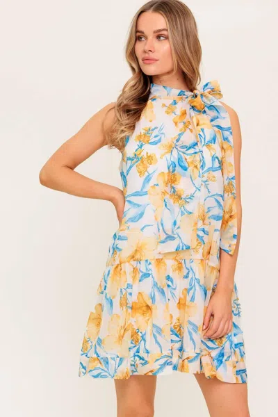 Truedames Summer Spell Ivory Woven Mini Dress In Multi