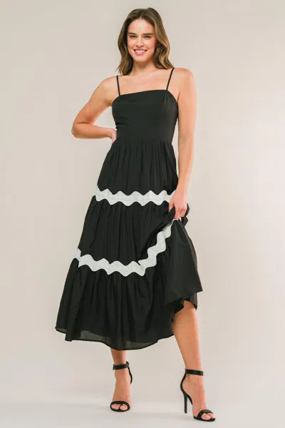Truedames Summer Spritz Woven Midi Dress In Black
