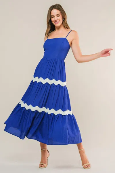 Truedames Summer Spritz Woven Midi Dress In Blue