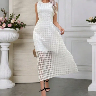 Truedames Summer Trendy Casual Solid Color Sleeveless Maxi Dress In White