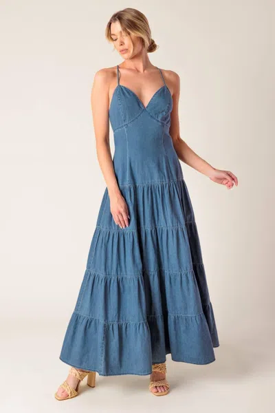 Truedames Sunday Best Chambray Midi Dress In Blue