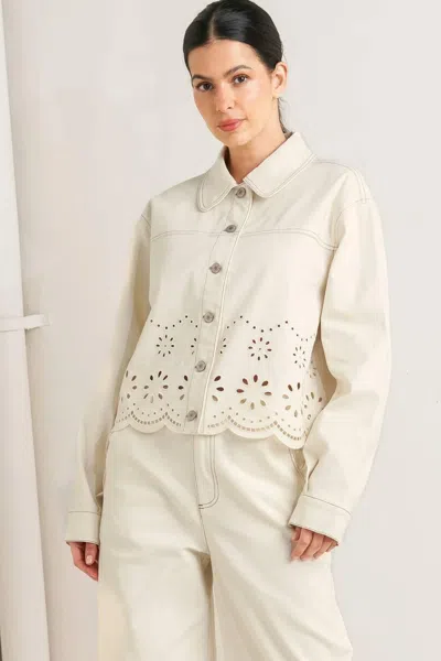 Truedames Sunday Leaf Twill Jacket In White