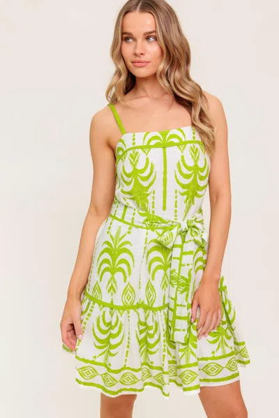 Truedames Sundown Charm Green Woven Mini Dress