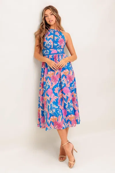 Truedames Sun-kissed Flower Woven Midi Dress In Multi