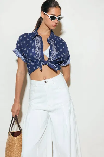Truedames Sunkissed Meadow Woven Shirt In Blue