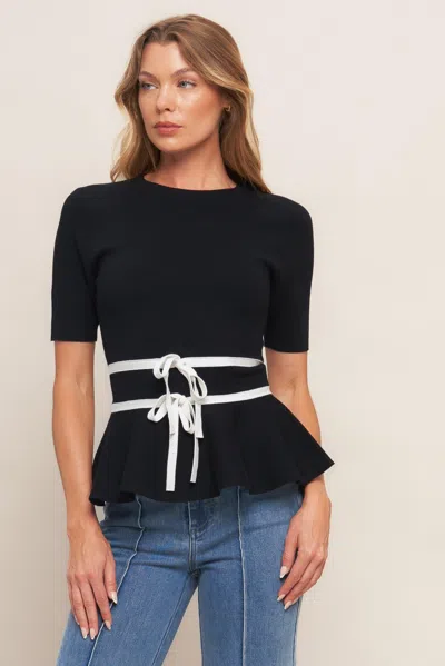 Truedames Sunlit Grove Black Sweater Knit Top