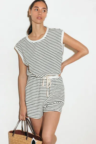 Truedames Sunset Cove Strip Romper In Multi