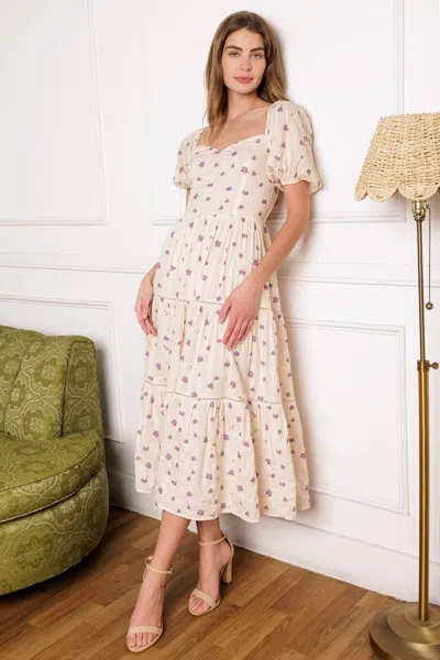 Truedames Sunset Gazing Woven Midi Dress In Beige
