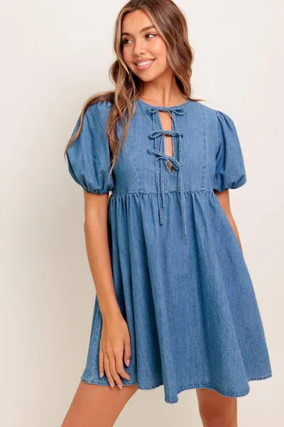 Truedames Sunset Getaway Denim Mini Dress In Blue