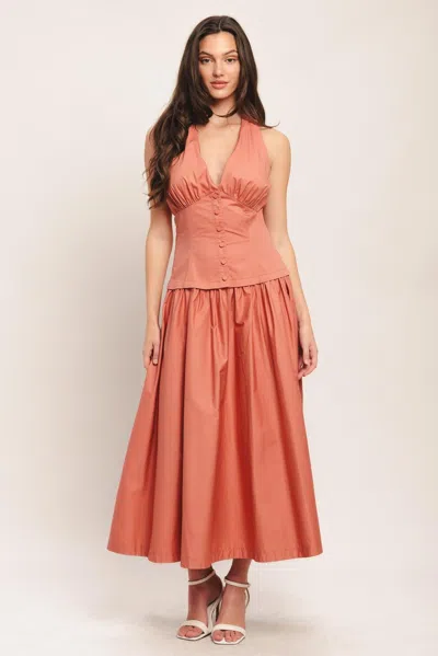 Truedames Sunset Muse Woven Midi Dress In Orange