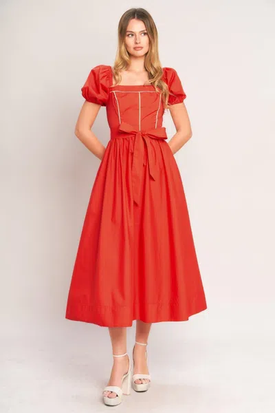 Truedames Sunset Romance Woven Midi Dress In Red