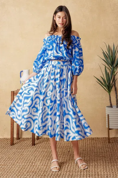 Truedames Sunset Sashay Blue Top And Skirt Set