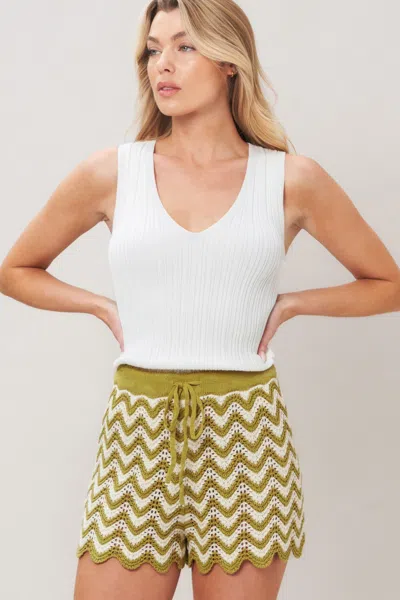 Truedames Sunset Stitch Crochet Knit Shorts In Yellow