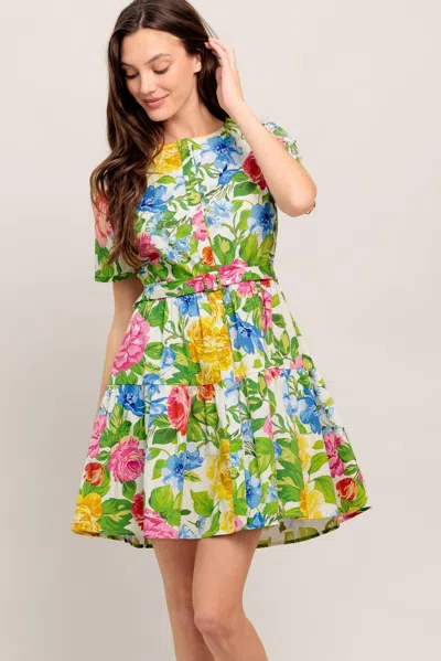 Truedames Sunshine In Full Bloom Woven Mini Dress In Animal Print