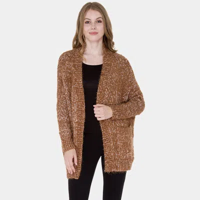 Truedames Super Soft Knit Pocket Cardigan In Brown
