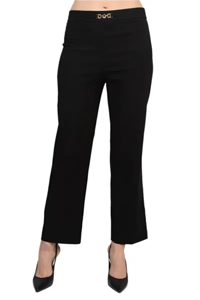 Truedames Super Stretch Belt Chain Hook Detail Mid Rise Boot Cut Pants In Black
