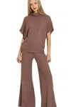 Truedames Cotton Slub Top & Pants Set In Brown