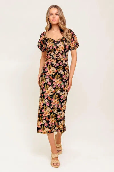 Truedames Sweet At Heart Woven Midi Dress In Black