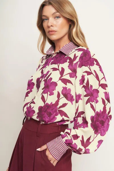 Truedames Sweet Botanical Charm Woven Top In Multi