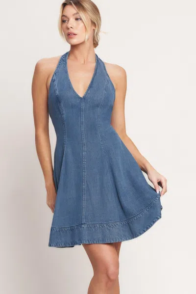 Truedames Sweet But Bold Tencel Mini Dress In Blue