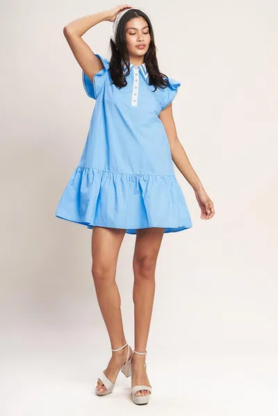 Truedames Sweet Days Woven Mini Dress In Blue