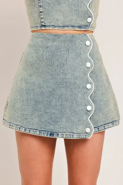 Truedames Sweet Detail Denim Skort In Blue