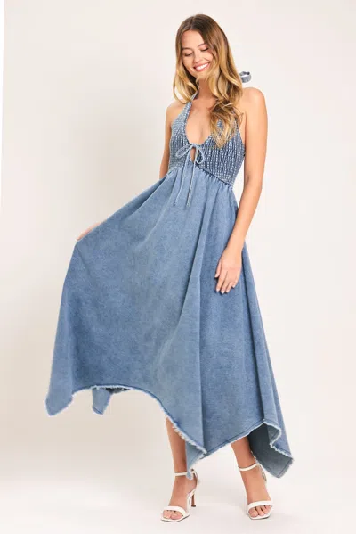 Truedames Sweet Embrace Denim Midi Dress In Blue