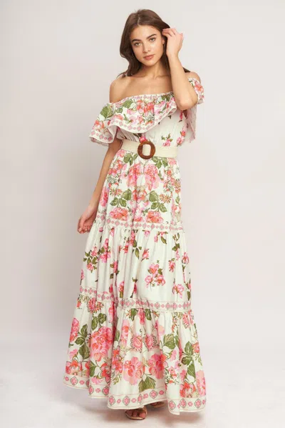 Truedames Sweet Escape Off Shoulder Maxi Dress In Multi