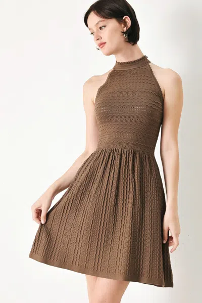 Truedames Sweet Latte Sweater Knit Mini Dress In Brown
