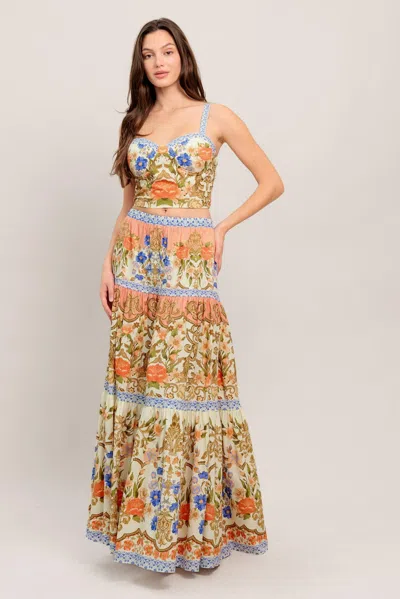 Truedames Sweet Meadow Memories Woven Top And Skirt Set In Sand