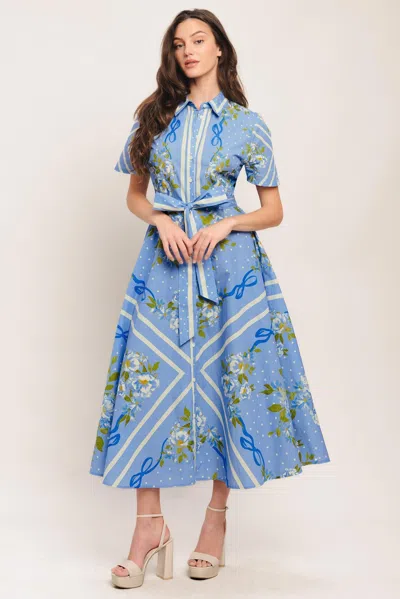 Truedames Sweet Sophisticate Woven Midi Dress In Blue