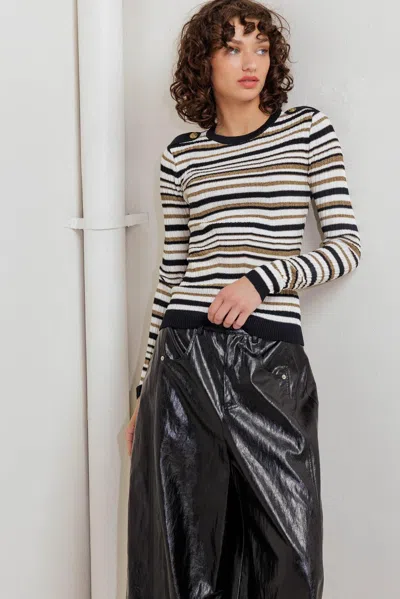 Truedames Sweet Stripe Muse Sweater Knit Top In Multi
