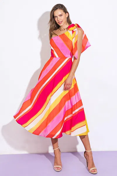 Truedames Sweeten The Day Woven Midi Dress In Pink