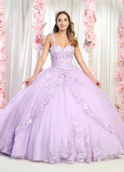 Truedames Sweetheart Floral Sweet 16 Ball Gown In Purple